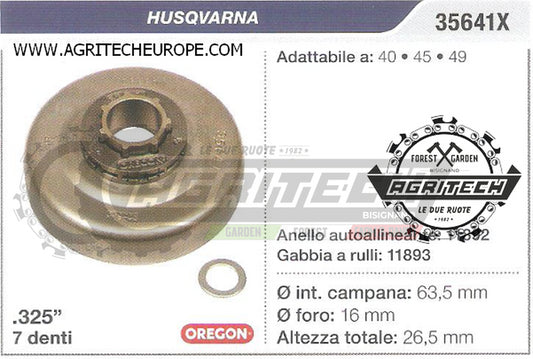 35641X FORESTAL PIGNONE CAMPANA FRIZIONE MOTOSEGA HUSQVARNA 40 45  .325" 7 DENTI