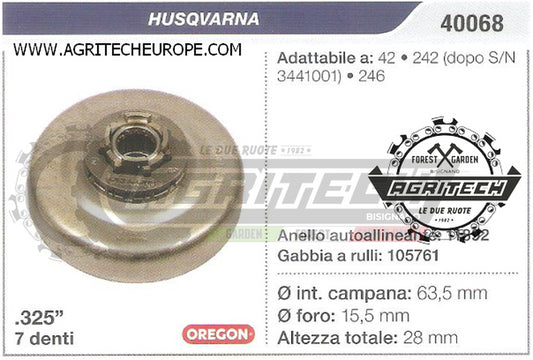 40068 OREGON PIGNONE CAMPANA FRIZIONE MOTOSEGA HUSQVARNA 42 246  .325" 7 DENTI