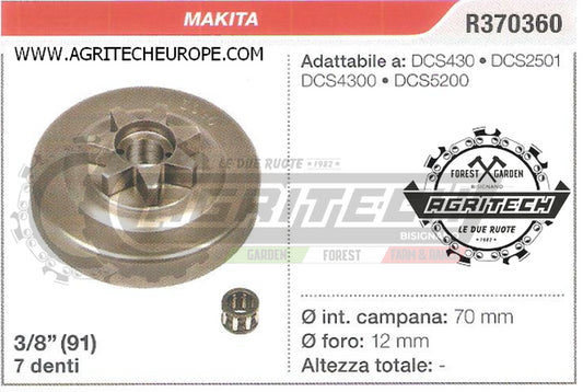 R370360 OREGON PIGNONE CAMPANA FRIZIONE MOTOSEGA MAKITA DCS430 3/8" 7 DENTI
