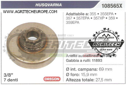 108565X OREGON PIGNONE CAMPANA FRIZIONE MOTOSEGA HUSQVARNA 359 3/8" 7 DENTI