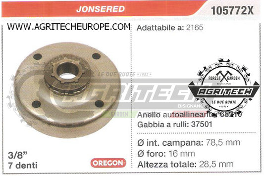 105772X OREGON PIGNONE CAMPANA FRIZIONE MOTOSEGA JONSERED 2165 3/8" 7 DENTI
