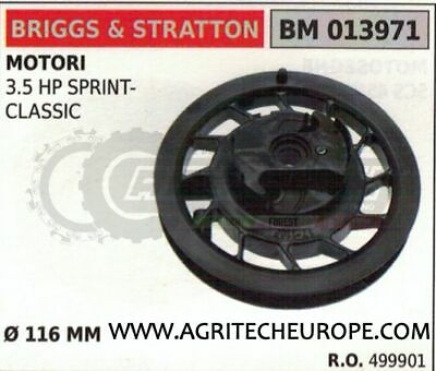 499901 PULEGGIA AVVIAMENTO MOTORE BRIGGS & STRATTON 3.5 HP SPRINT CLASSIC Ø116