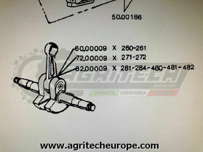 8200009 ALBERO MOTORE E BIELLA MOTOSEGA OLEO MAC 281 284 480 481 482 ORIGINALE