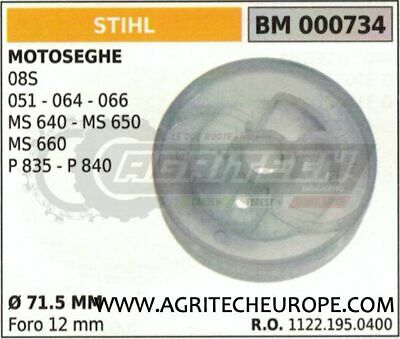 11221950400 PULEGGIA AVVIAMENTO MOTOSEGA STIHL MS 660 661 881 P835 P840 Ø71.5