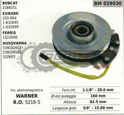FRIZIONE ELETTROMAGNETICA WARNER TRATTORINO RASAERBA EXMARK 103-664 1-631645