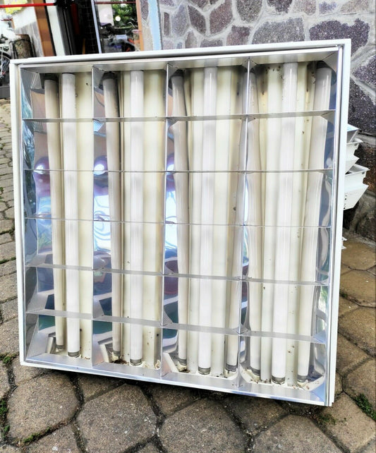 Usato PLAFONIERA NEON 4x18W DA INCASSO 60 X 60 ufficio negozio FUNZIONANTE kit