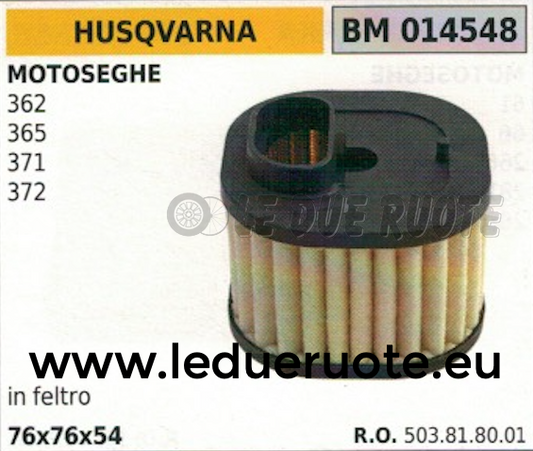 503818001 FILTRO ARIA IN FELTRO MOTOSEGA HUSQVARNA 362 365 371 372 76x76x54