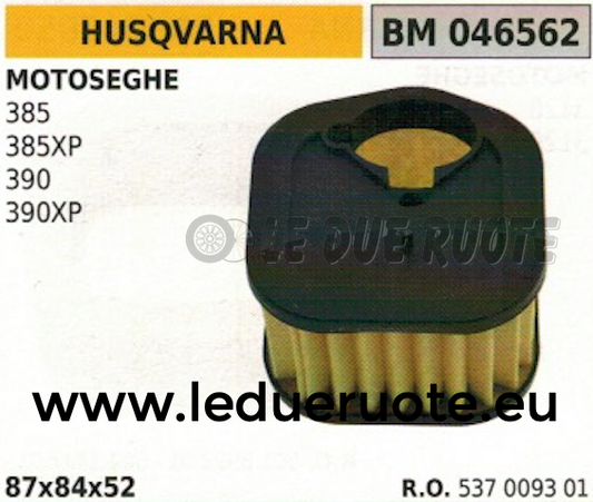 537009301 FILTRO ARIA MOTOSEGA HUSQVARNA 385 385XP 390 390XP 87x84x52