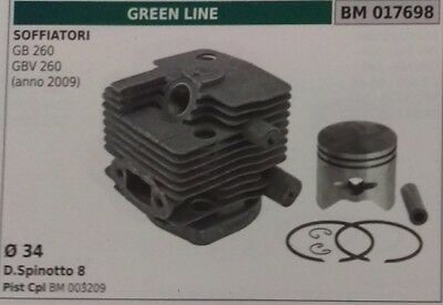 CILINDRO E PISTONE COMPLETO SOFFIATORE GREEN LINE GB GBV 260 Ø 34 (dal 2009)