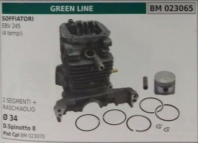 CILINDRO E PISTONE COMPLETO SOFFIATORE GREEN LINE EBV 245 4T Ø 34