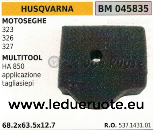 537143101 SPUGNA FILTRO ARIA MOTOSEGA HUSQVARNA 323 326 327 68.2x63.5x12.7