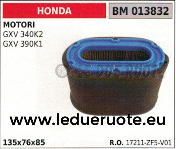 17211ZF5V01 FILTRO ARIA COMPLETO MOTORE HONDA GXV 340K2 390K1 135x76x85