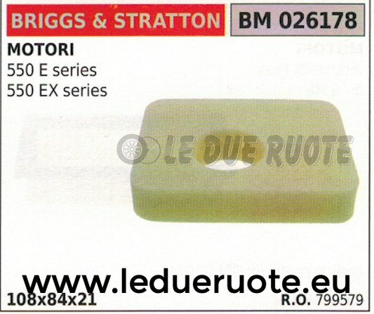799579 SPUGNA FILTRO ARIA MOTORE BRIGGS & STRATTON 550E 550EX SERIES 108x84x21