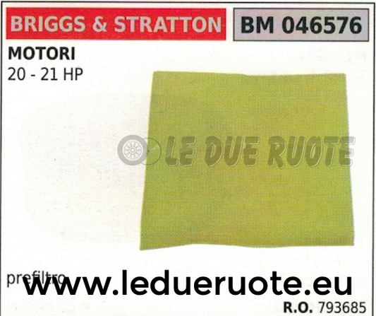 793685 PREFILTRO IN FELTRO FILTRO ARIA MOTORE BRIGGS & STRATTON 20 21 HP