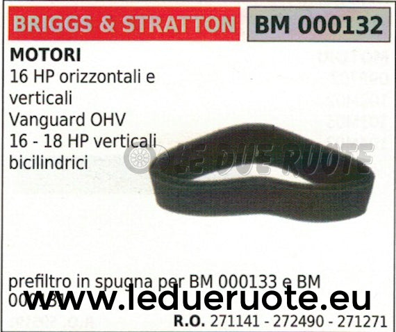 271141 272490 SPUGNA FILTRO ARIA MOTORE BRIGGS & STRATTON 16 18 HP VANGUARD OHV
