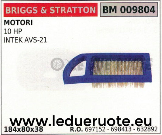 794421 697152 698413 632892 FILTRO ARIA BRIGGS & STRATTON 10 HP INTEK AVS-21