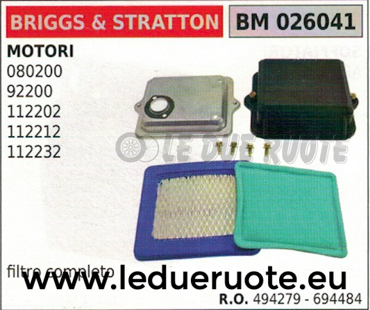 494279 694484 FILTRO ARIA COMPLETO MOTORE BRIGGS & STRATTON 112212 112232