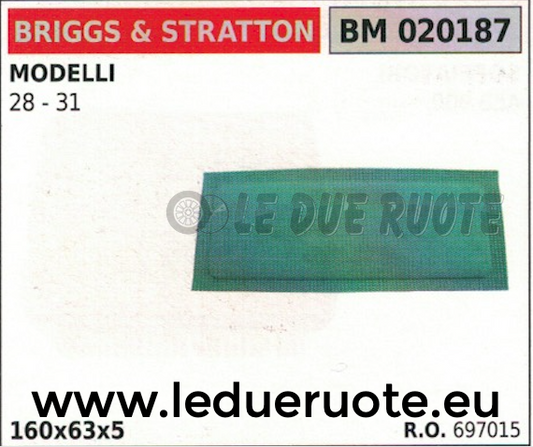697015 SPUGNA FILTRO ARIA MOTORE BRIGGS & STRATTON 28 31 160x63x5