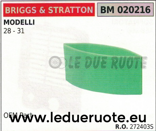 272403S SPUGNA FILTRO ARIA ORIGINALE MOTORE BRIGGS & STRATTON MODEL 28 31