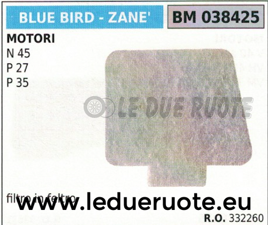 332260 FILTRO ARIA IN FELTRO MOTORE BLUE BIRD ZANE' N 45 P 27 35