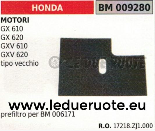 17218ZJ1000 SPUGNA FILTRO ARIA MOTORE HONDA GX 610 620 GXV 610 620 236X180
