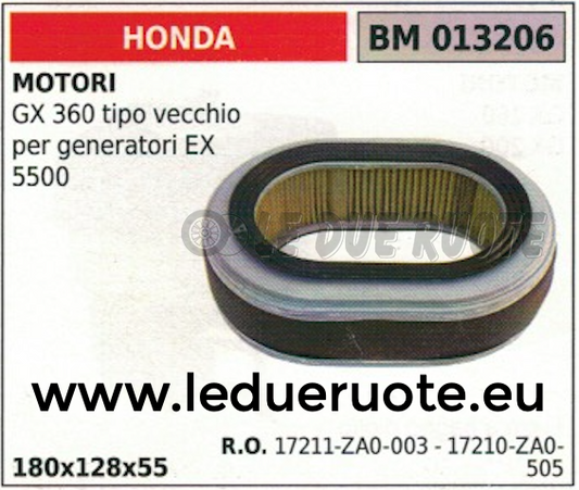 17210ZA0505 SPUGNA FILTRO ARIA MOTORE HONDA GX 360 MOTOGENERATORE 5500 180x128