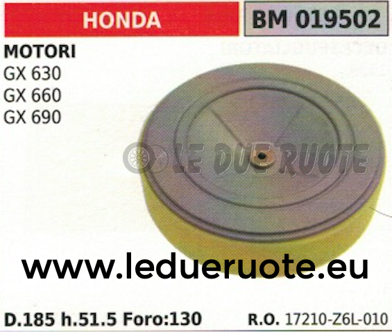 17210Z6L010 FILTRO ARIA MOTORE HONDA GX 630 660 690 185x51.5x130