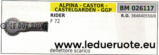 3846405500 DEFLETTORE SCARICO SILENZIATORE TRATTORINO RASAERBA GGP STIGA F 72