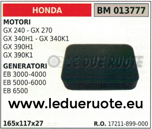 17211899000 FILTRO ARIA MOTORE HONDA GX 240 270 340H1 340K1 390H1 390K1 165x117