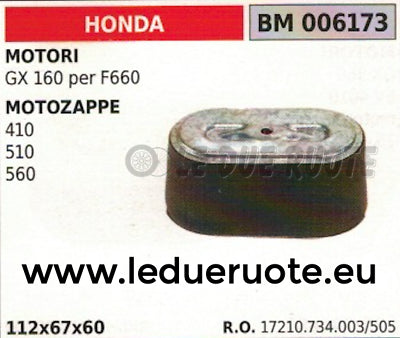 17210734505 FILTRO ARIA MOTOZAPPA HONDA 410 510 560 MOTORE GX160 F660 112x67x60