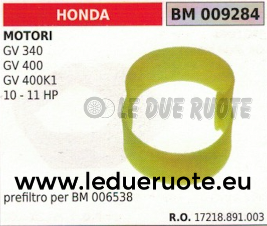 17218891003 SPUGNA FILTRO ARIA MOTORE HONDA GV 340 400 400K1 10 11 HP