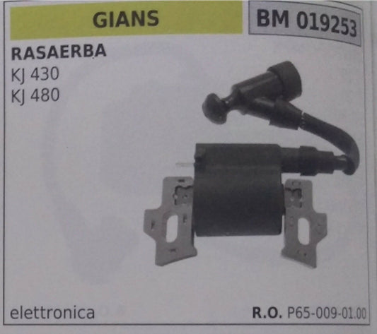 P650090100 BOBINA ELETTRONICA RASAERBA MOTORE GIANS KJ 430 480