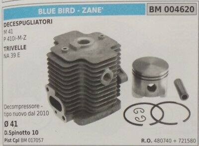 CILINDRO E PISTONE DECESPUGLIATORE BLUE BIRD ZANE M 41 M 410 TRIVELLA 39 Ø 41 mm