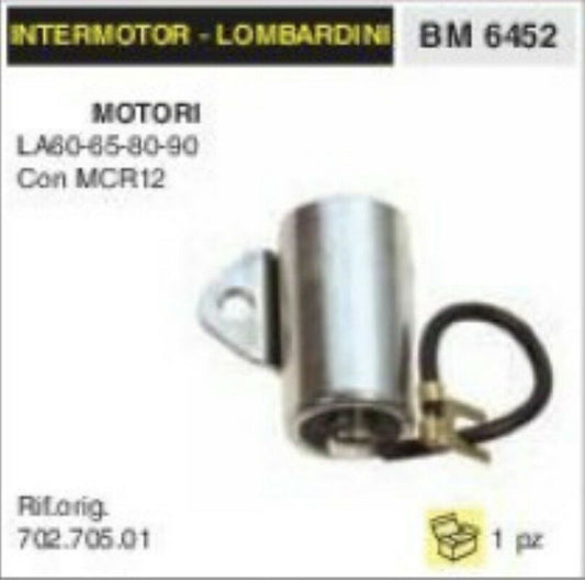 702.705.01 CONDENSATORE MOTORE INTERMOTOR LOMBARDINI LA 60 65 80 90 con MCR12