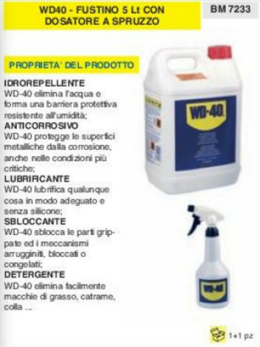 SBLOCCANTE WD40 svitol ruggine LUBRIFICANTE armi bici auto viti congelamento 5L