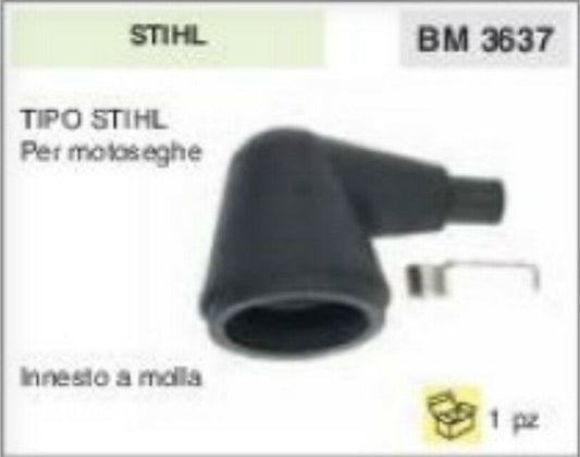 ATTACCO CANDELA PIPA pipetta PER MOTOSEGA STIHL A CAMPANA innesto a molla