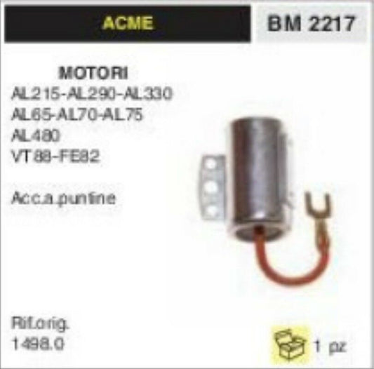 1498.0 CONDENSATORE ACC A PUNTINE MOTORE ACME AL215 AL290 AL330 AL65 AL70 AL75