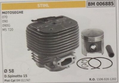 11060201202 CILINDRO E PISTONE COMPLETO MOTOSEGA STIHL 070 090 090G MS720 Ø 58