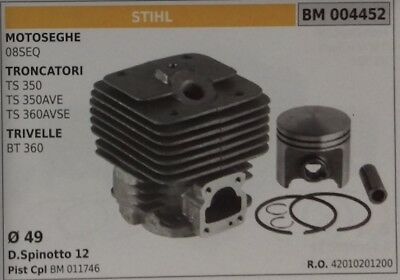 42011201200 CILINDRO E PISTONE MOTOSEGA STIHL 08SE1 TRONCATORE TS 350 AVE Ø49