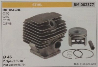 11180201202 CILINDRO E PISTONE COMPLETO MOTOSEGA STIHL 028Q 028S 028W 028WB Ø 46