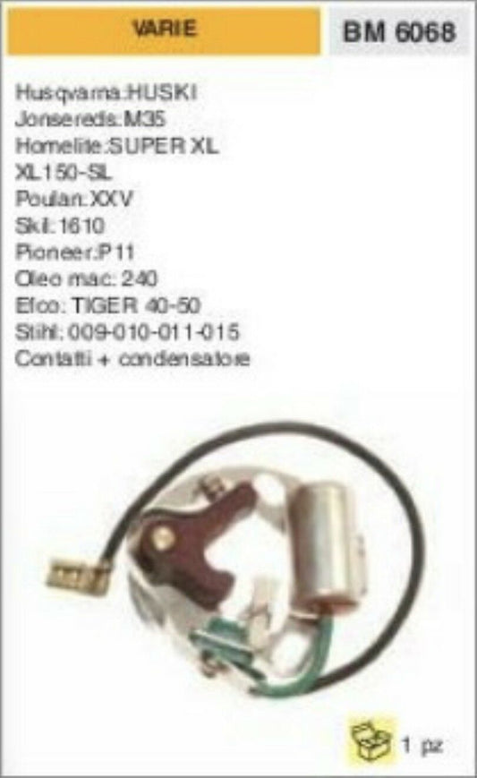 CONTATTI + CONDENSATORE PUNTINE MOTOSEGA HUSQVARNA huski JONSERED m35 POULAN xxv