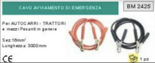 CAVI AVVIAMENTO BATTERIA EMERGENZA PER TRATTORE AUTOCARRO CAMION RUSPA MEZZO 3m