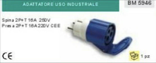ADATTATORE SPINA 2P+T 260V PRESA 220V 16A CEE INDUSTRIALE corrente elettrica