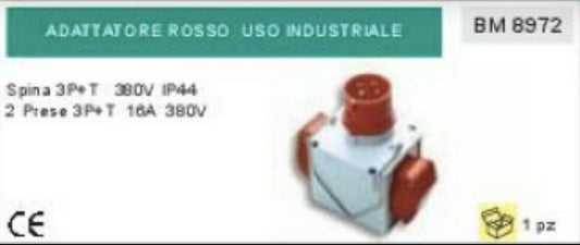 ADATTATORE INDUSTRIALE SPINA 3P+T 380V 2 PRESE 380V 16A CEE IP44 PROFESSIONALE