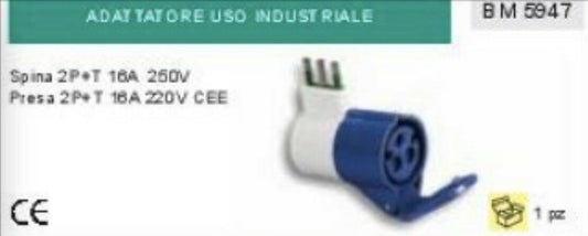 ADATTATORE INDUSTRIALE SPINA 2P+T 260V PRESA 220V 16A CEE corrente TRASFORMATORE