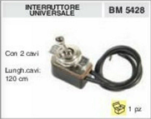 INTERRUTTORE ACCENSIONE SPEGNIMENTO OFF A LEVETTA UNIVERSALE + 2 CAVI 120cm