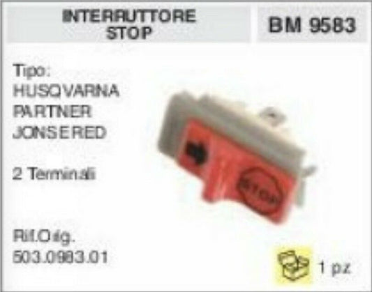 503098301 INTERRUTTORE OFF stop SPEGNIMENTO MOTOSEGA HUSQVARNA PARTNER JONSERED