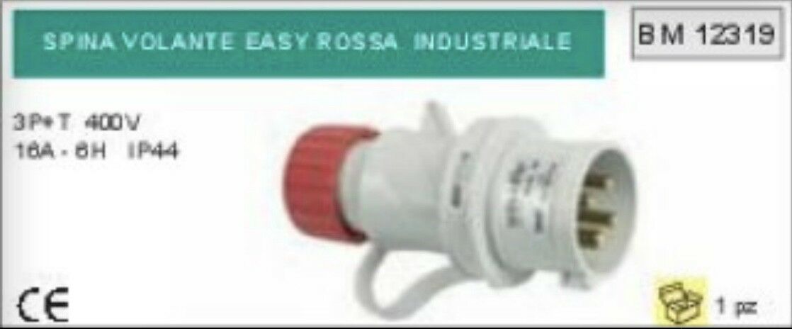 SPINA INDUSTRIALE PER PROLUNGA 3P+T 400V 16A 6H CEE IP44 presa PROFESSIONALE