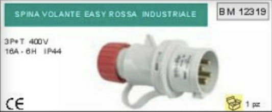 SPINA INDUSTRIALE PER PROLUNGA 3P+T 400V 16A 6H CEE IP44 presa PROFESSIONALE