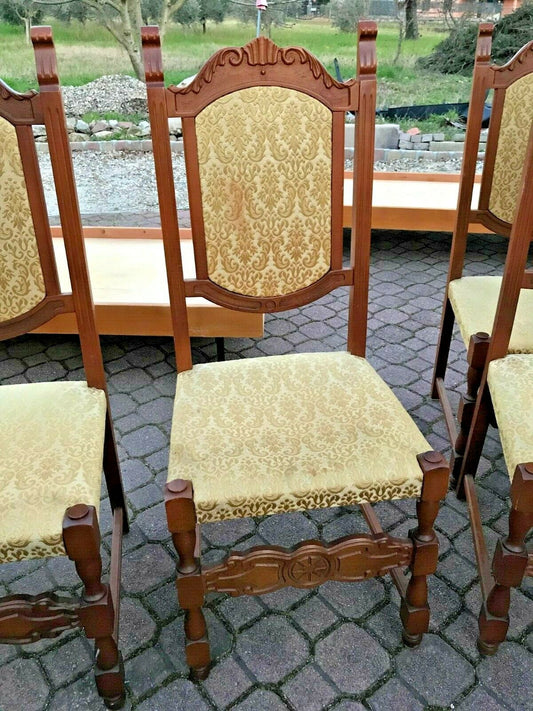 SET 5 Sedie in legno ANTICHE imbottite poltrone VINTAGE cucina floreale antique